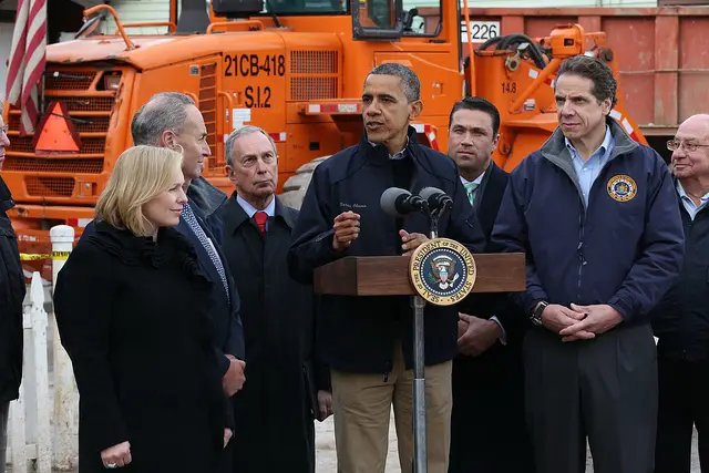 President Obama joins New York leaders to survey damage after the storm, courtesy nycmayorsoffice's flickr